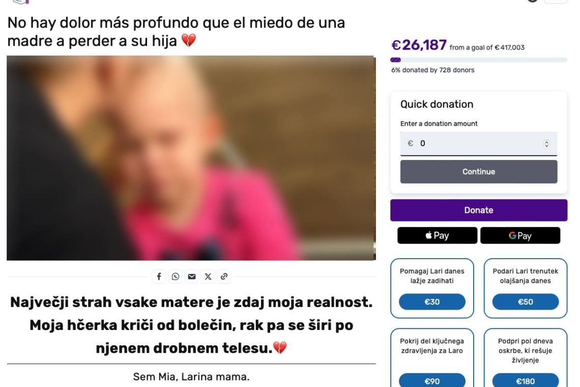 Zgodba o deklici z rakom in zdravljenjem v ZDA je izmišljena spletna prevara