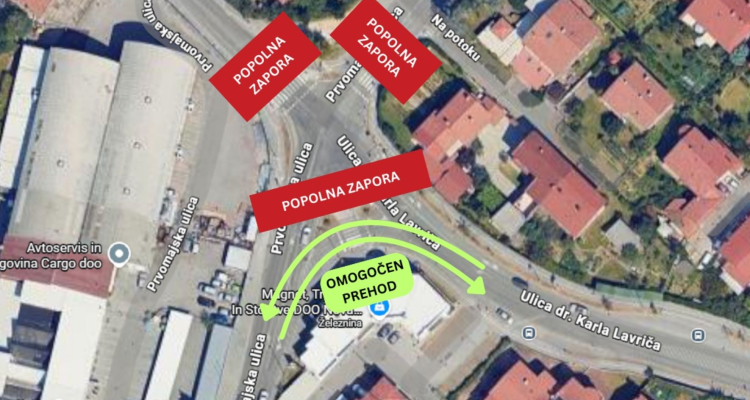 V Novi Gorici delna zapora zaradi gradnje odvodnika padavinskih voda v Sočo